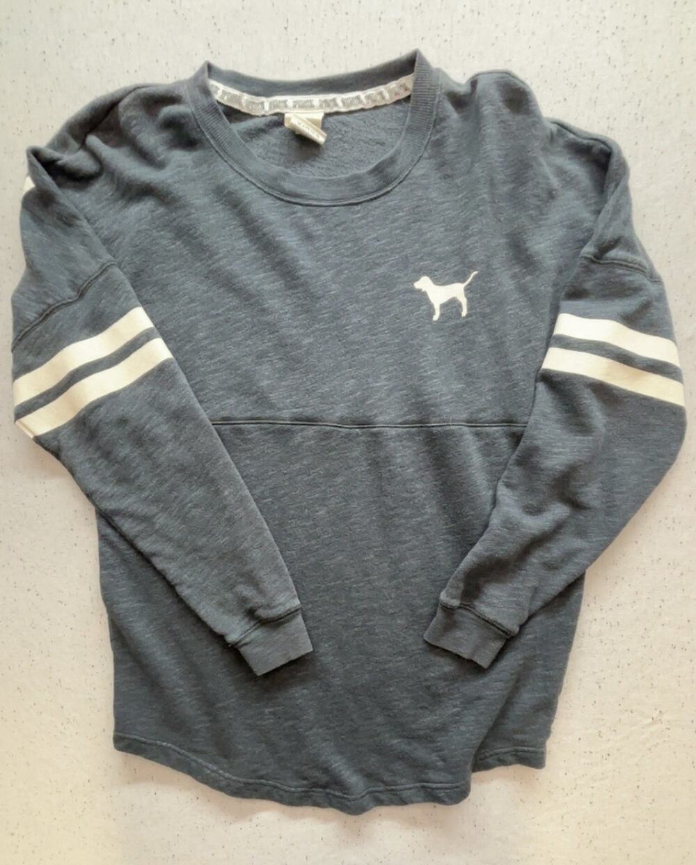 PINK Victoria's Secret Love Pink Eighty-Six Varsity Crew Pullover Gray Size S